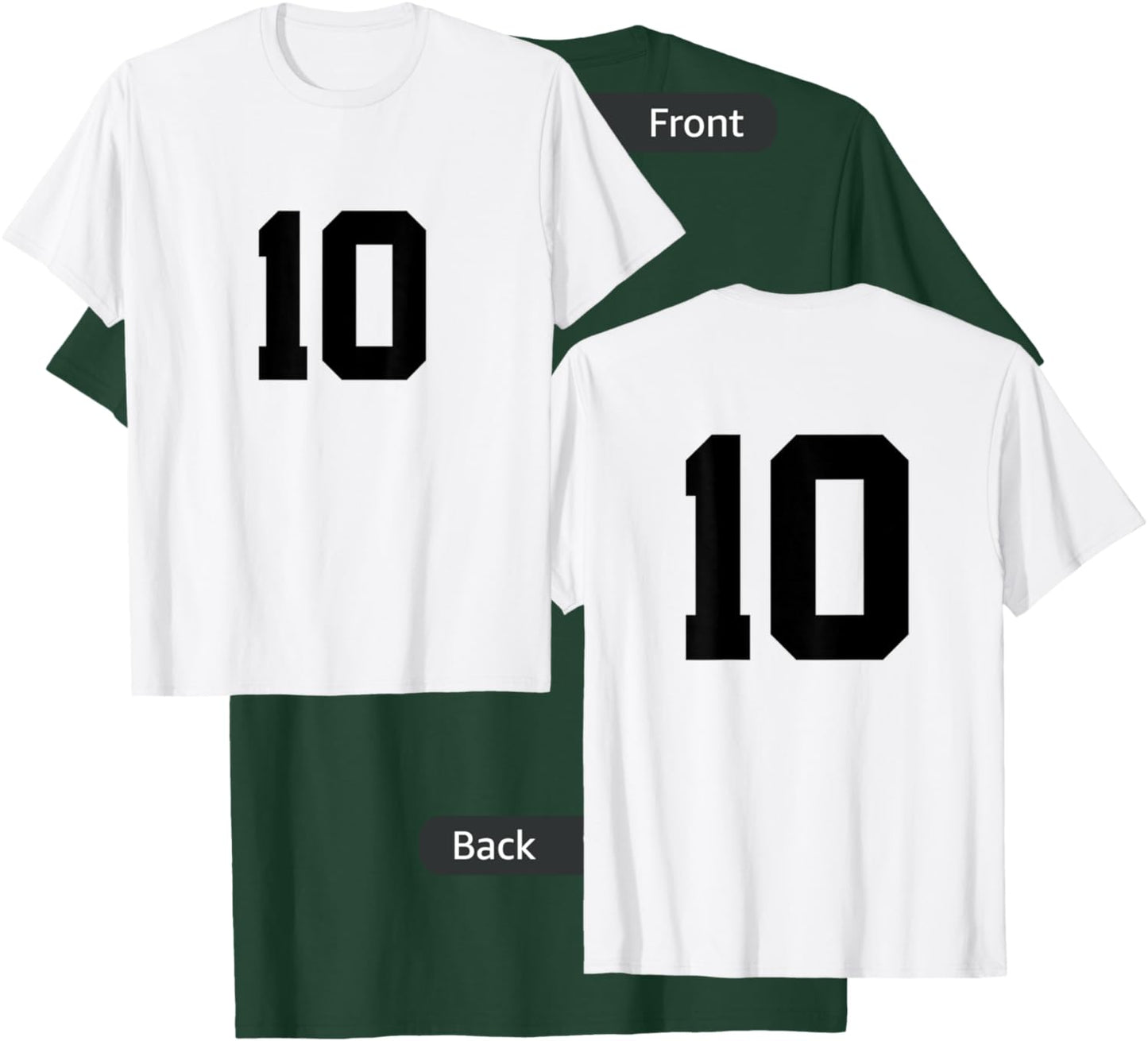 Number 10 (on Front / Back) Sports Team Jersey Number T-Shirt - T-Shirt | Forest