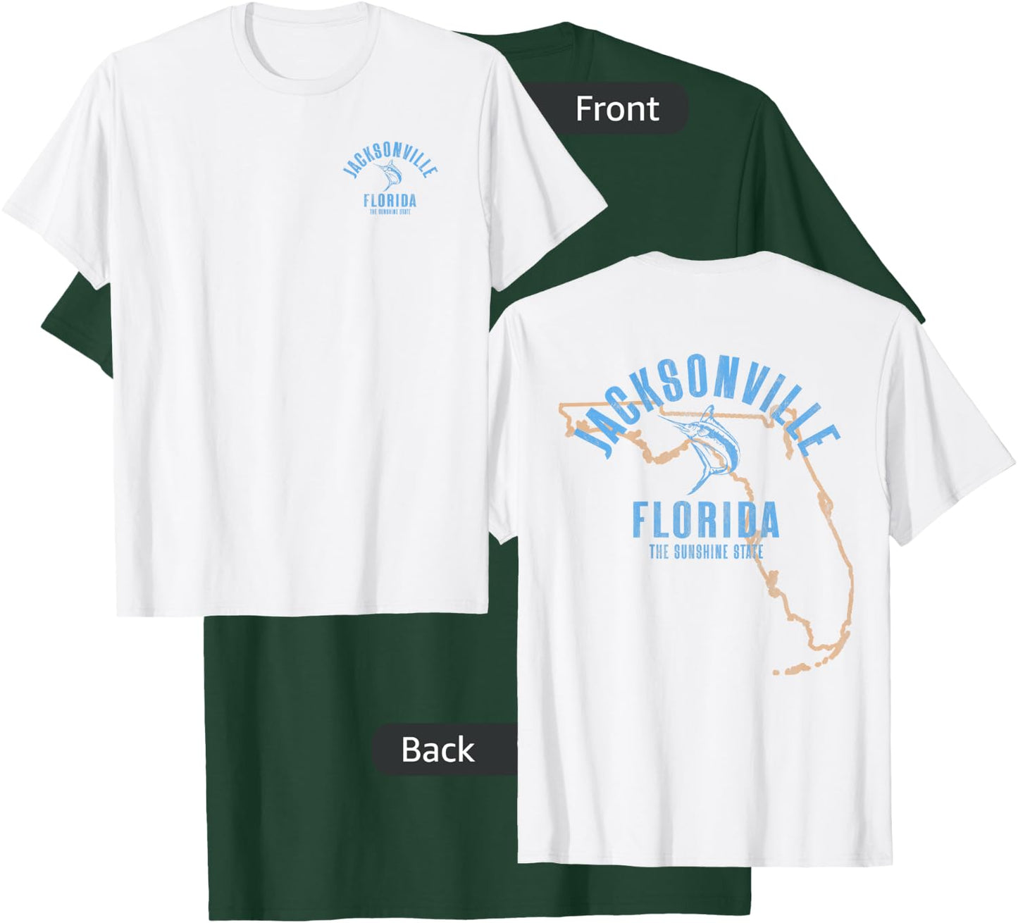 Jacksonville Florida FL Retro Vintage Beach Front & Back Women T-Shirt - T-Shirt | Forest