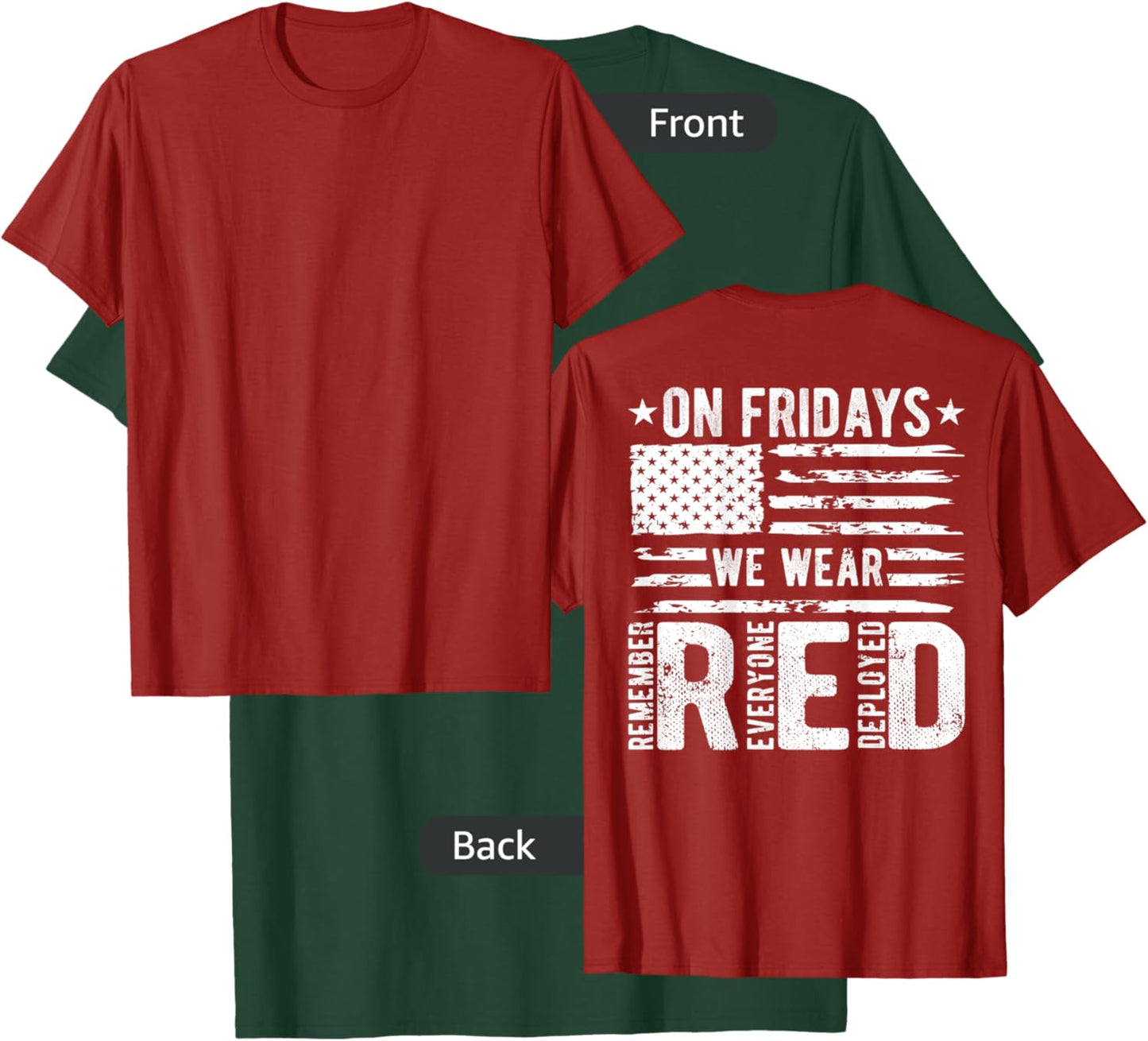 On Fridays We Wear Red Friday American Flag Military Support Men T-Shirt - T-Shirt | Forest
