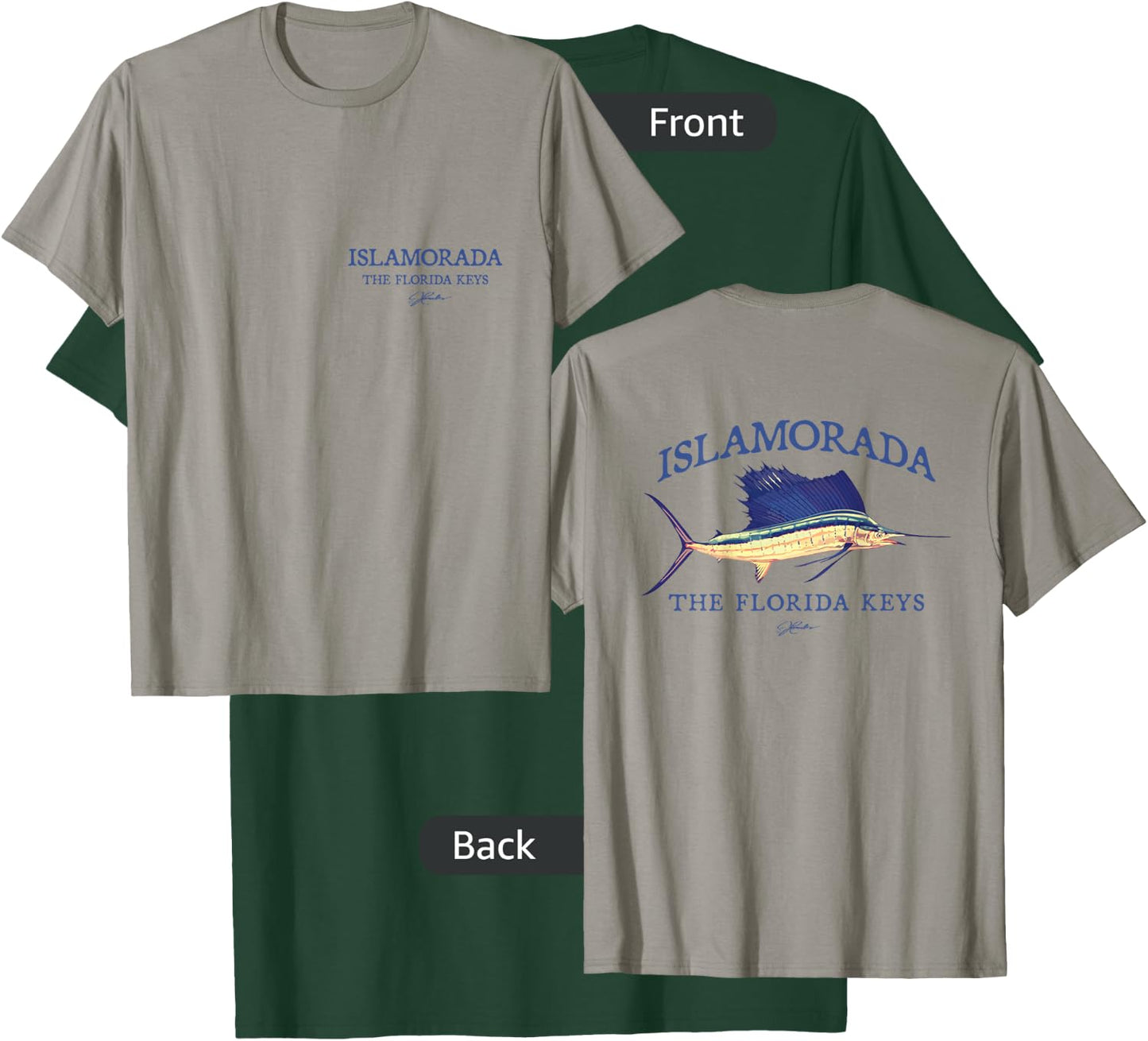 JCombs: Islamorada, FL, Sailfish (2-Sided) T-Shirt - T-Shirt | Forest