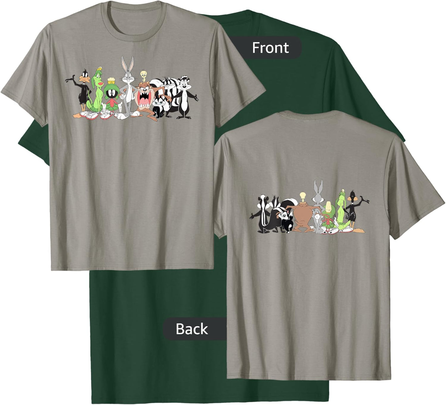 Looney Tunes Group Shot Line Up Front & Back T-Shirt - T-Shirt | Forest