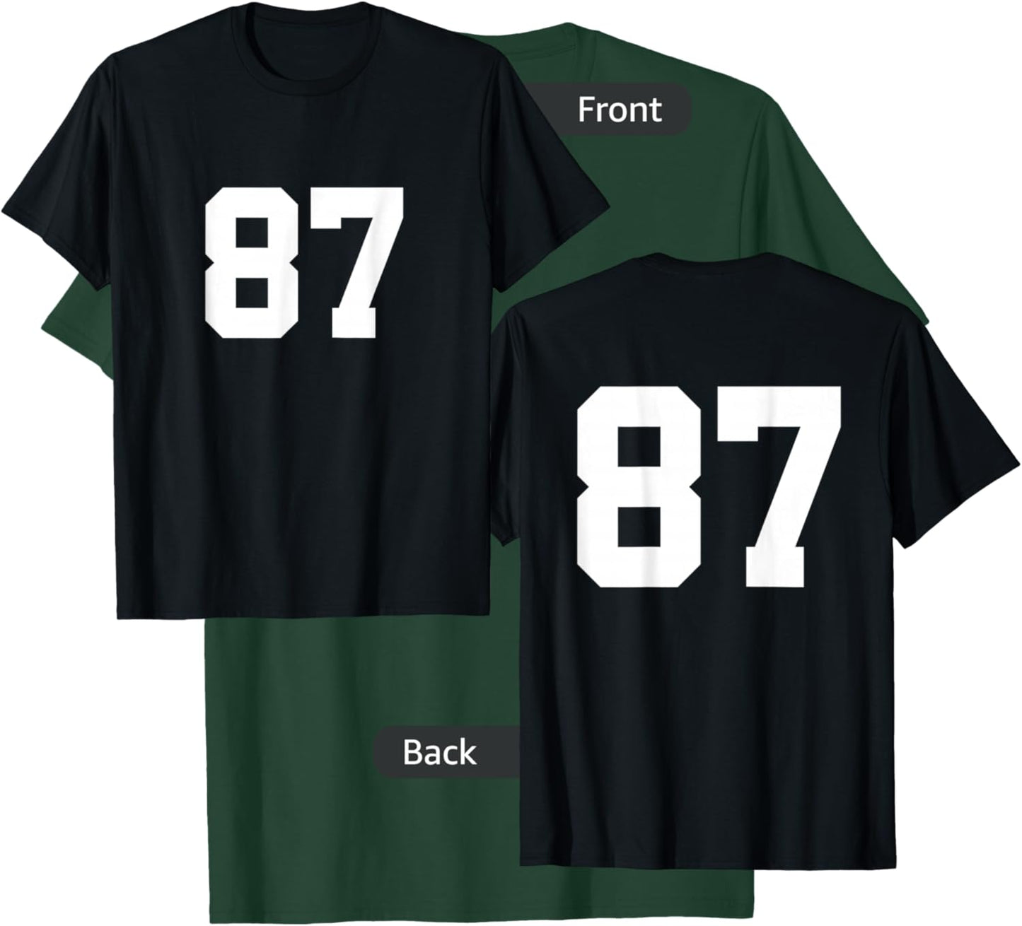 Number 87 Front & Back Numbers Sports Team Jersey Birthday T-Shirt - T-Shirt | Forest