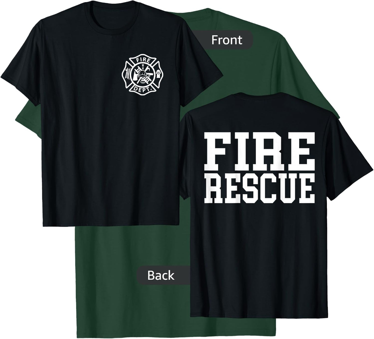 Fire Department Logo Uniform Fireman Symbol Firefighter Gear T-Shirt - T-Shirt | Forest