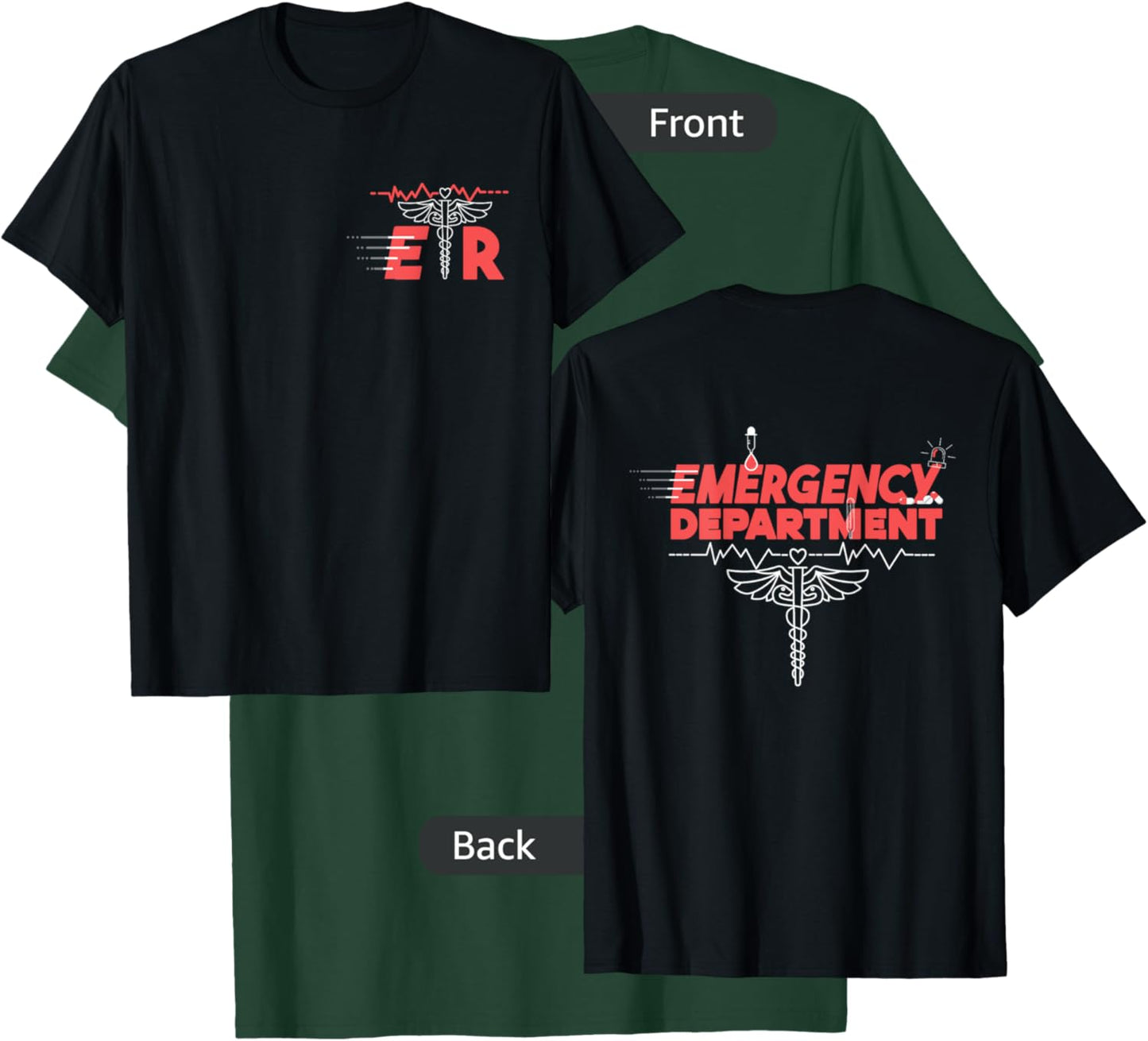 Emergency Department Room ER Nurse front back medical snacks T-Shirt - T-Shirt | Forest