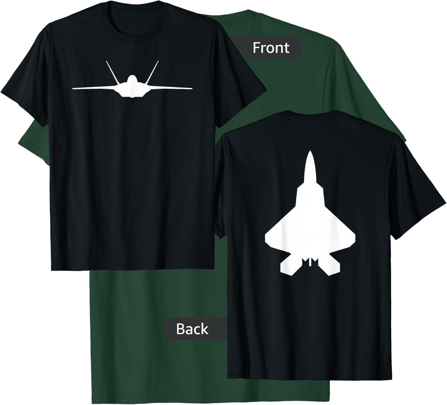 F 22 Raptor Fighter Jet Aircraft Silhouette T-Shirt - T-Shirt | Forest