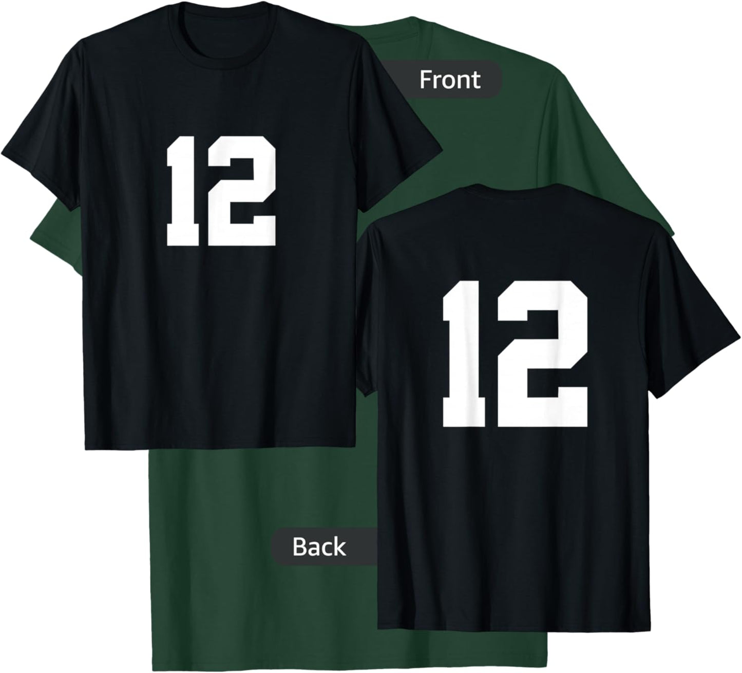 Number 12 (on Front / Back) Sports Team Jersey Number T-Shirt - T-Shirt | Forest