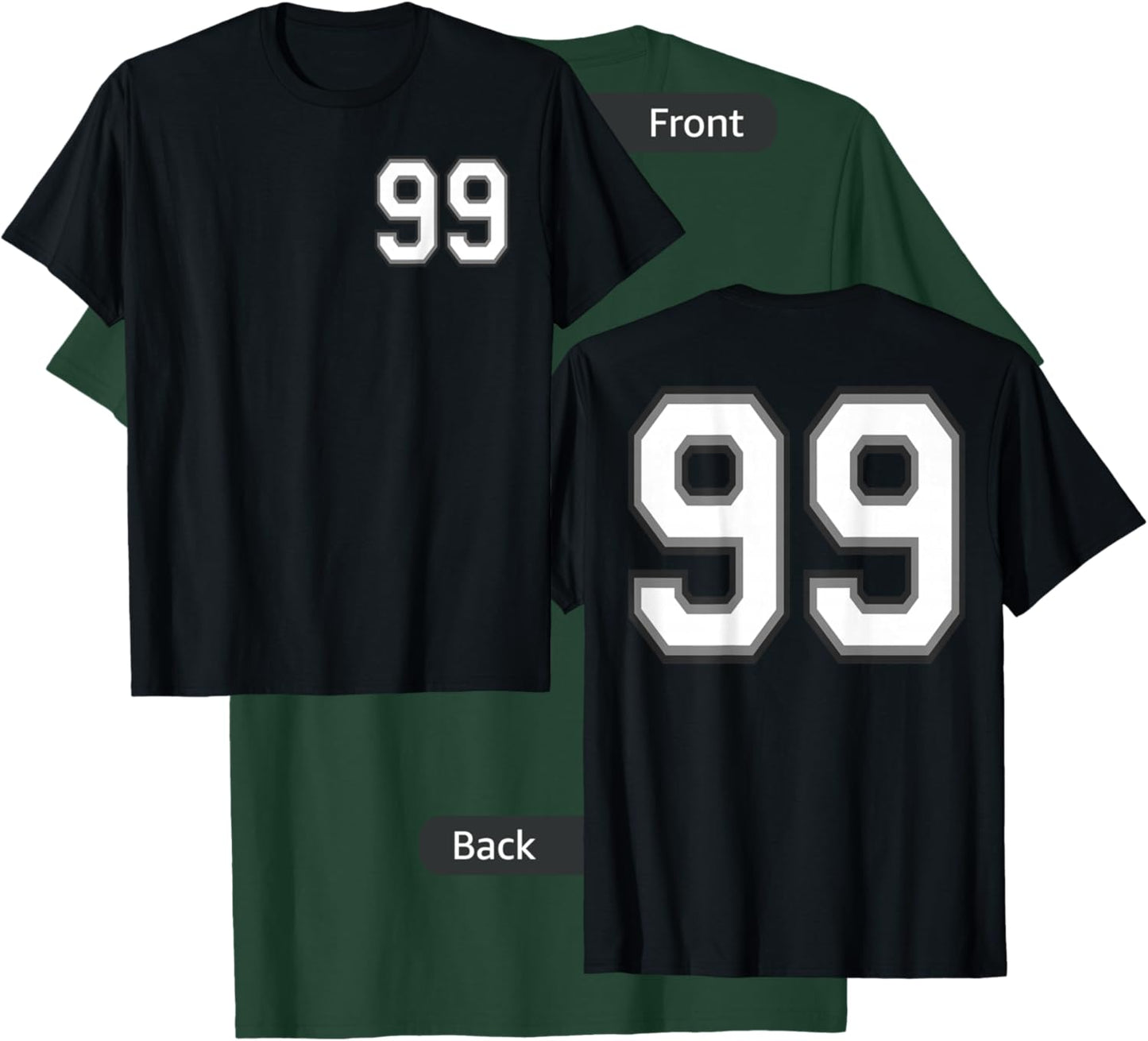 Number 99 in Black, White and Gray T-Shirt - T-Shirt | Forest