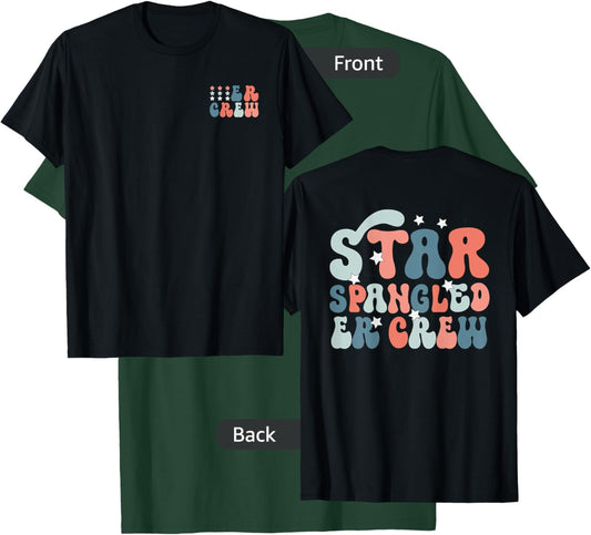 ER Nurse 4th of July Red White Blue ER Ed Crew T-Shirt - T-Shirt | Forest