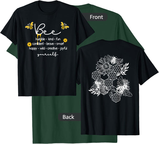 Bee Humble Kind Fun Confident Brave Smart Happy Bumble Bee T-Shirt - T-Shirt | Forest