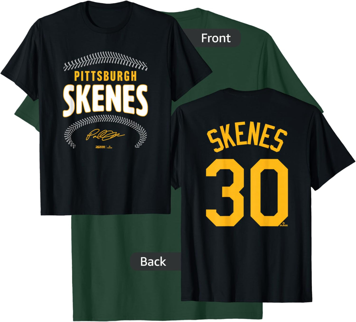 Paul Skenes Pittsburgh Name & Number (Front & Back) MLBPA T-Shirt - T-Shirt | Forest