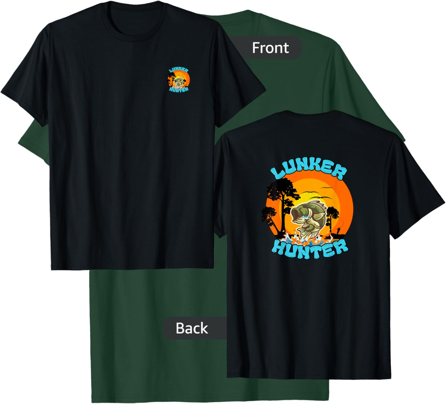 Bass Fishing Lunker Hunter Fisherman T-Shirt - T-Shirt | Forest
