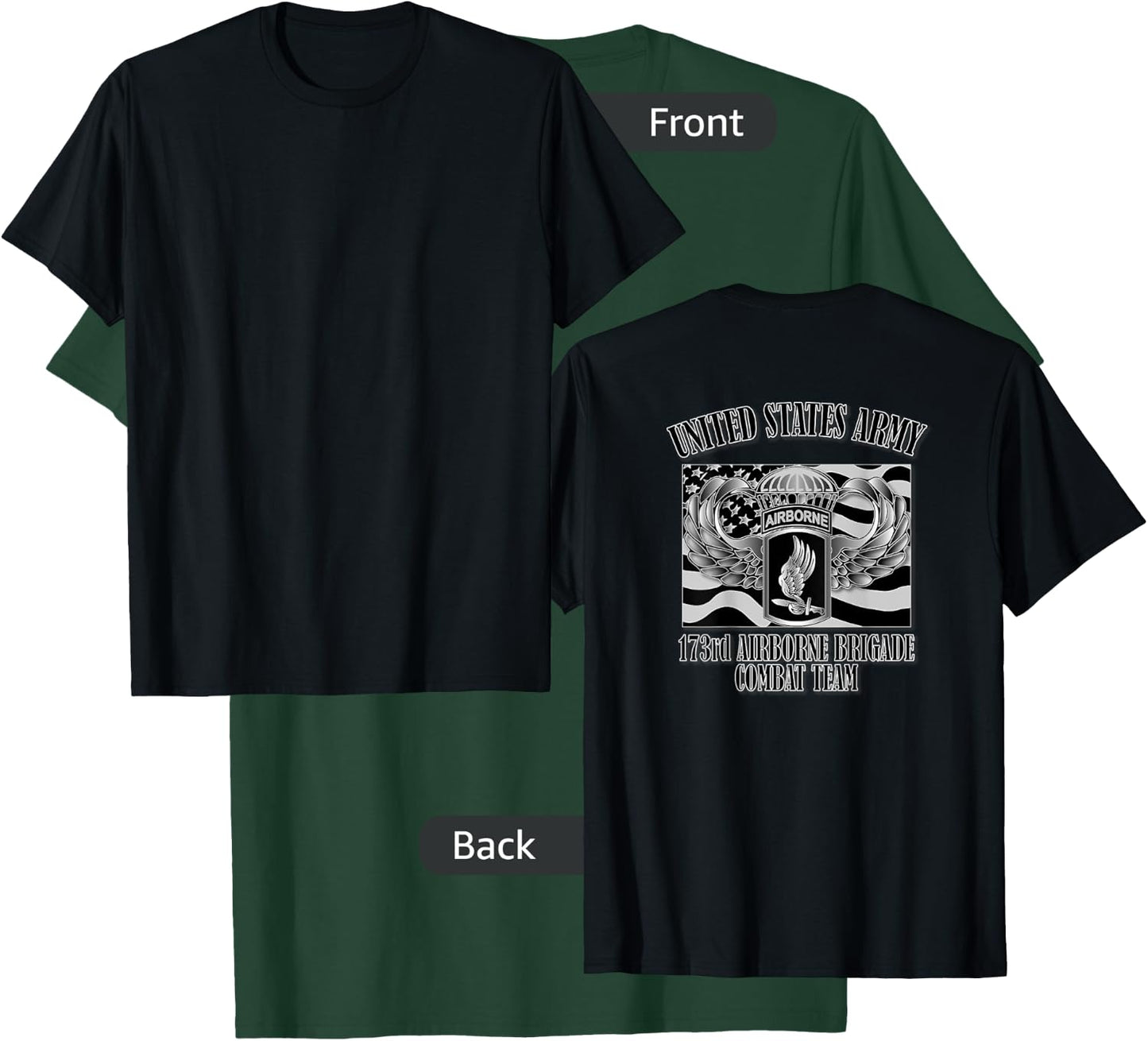 U.S. Army 173rd Airborne Brigade Combat Team (Back Design) T-Shirt - T-Shirt | Forest