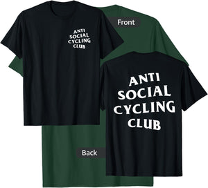 Anti Social Cycling Club: White Logo (Front + Back) T-Shirt - T-Shirt | Forest
