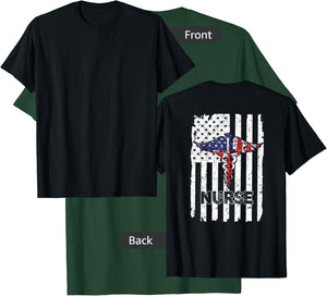 Vintage Nurse Nursing American Flag Patriotic 4th of July T-Shirt - T-Shirt | Forest
