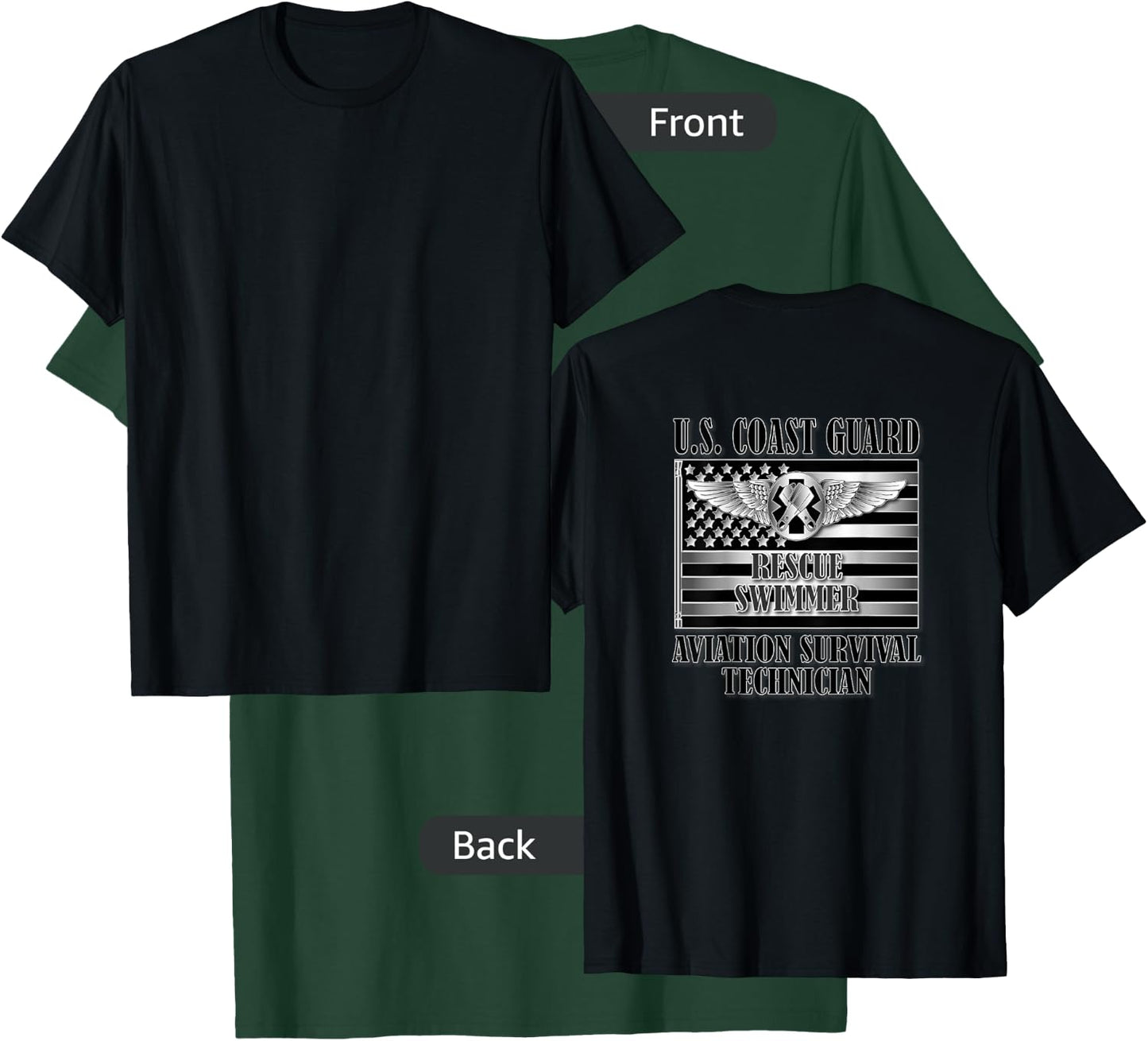 Coast Guard Rescue Swimmer (Back Design) T-Shirt - T-Shirt | Forest