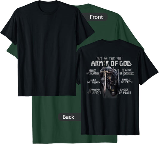 Put On The Full Armor Of God, Bible Verse Religious (Back) T-Shirt - T-Shirt | Forest