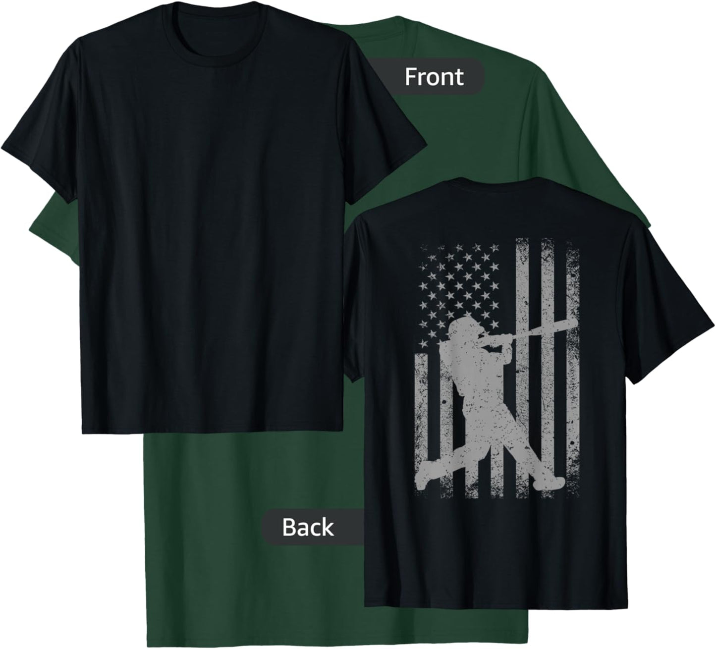 Vintage July 4th Baseball USA American flag On Back Print T-Shirt - T-Shirt | Forest