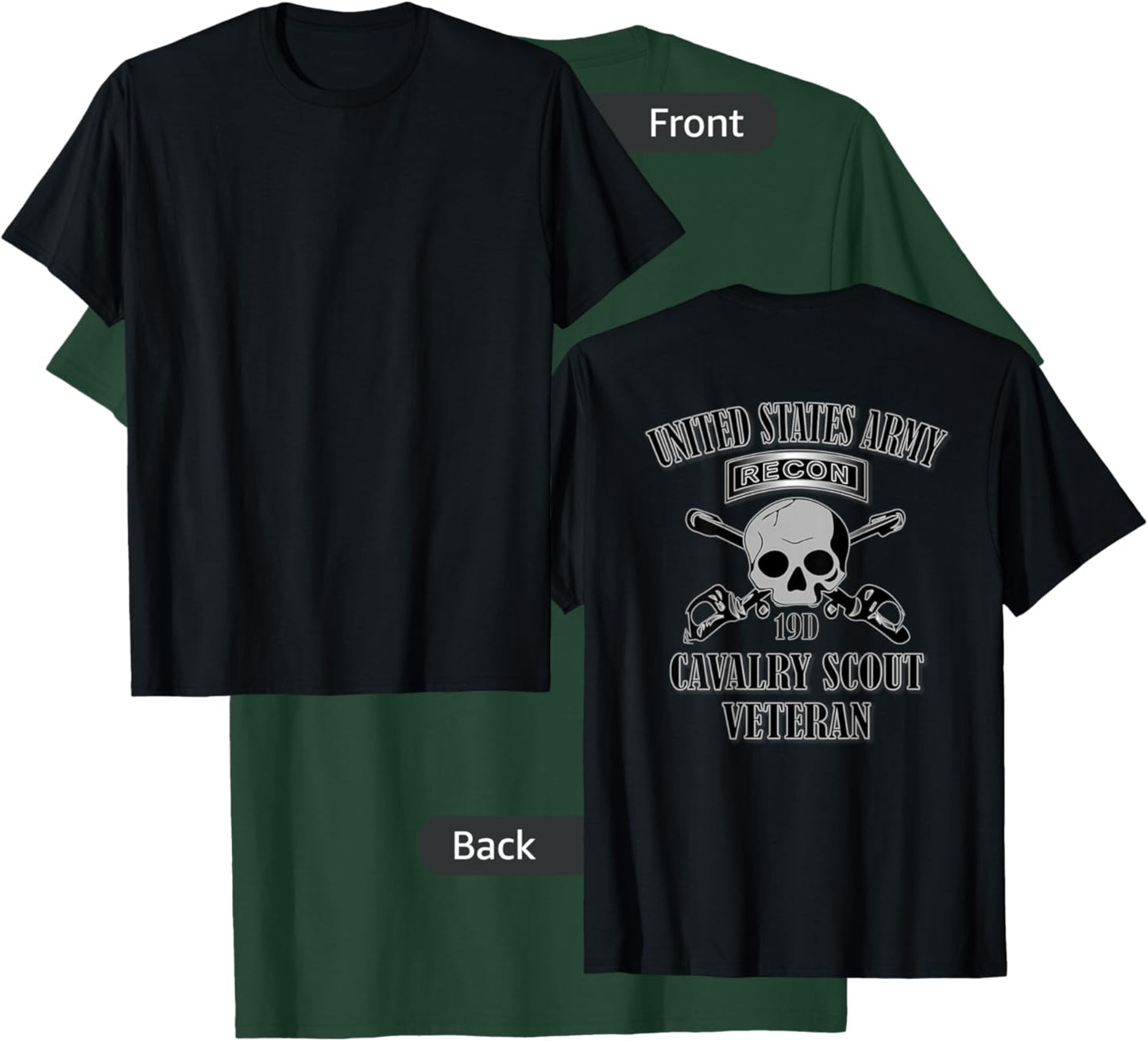 U.S. Army Cavalry Scout Veteran (Back Design) T-Shirt - T-Shirt | Forest