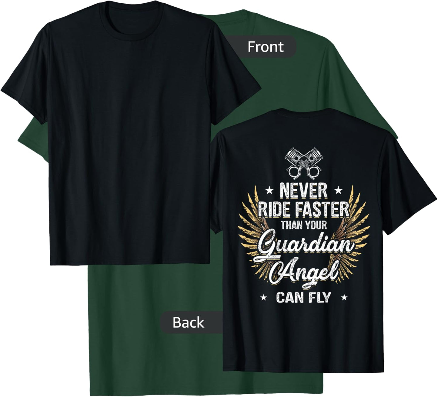 Motorcycle Biker Bell Guardian Angel Christian Biker Prayer T-Shirt - T-Shirt | Forest