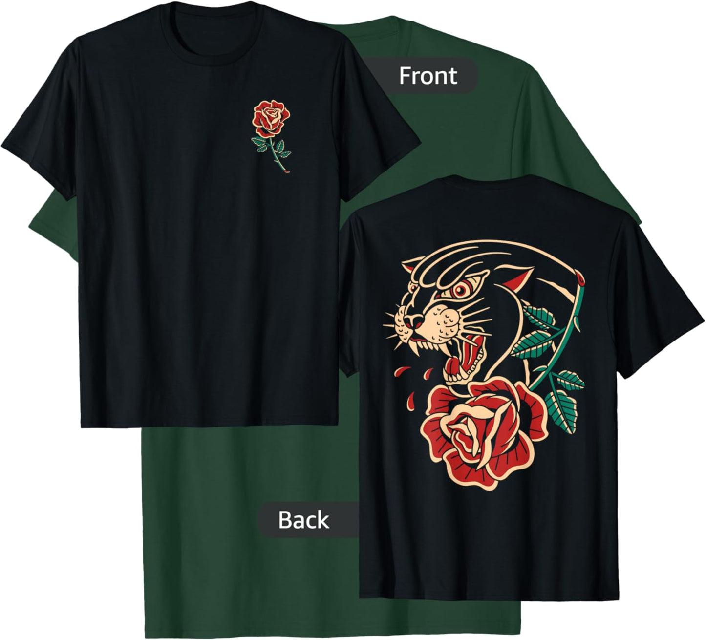 Panther Rose Traditional Tattoo Artist Tattoo Ink Old School T-Shirt - T-Shirt | Forest