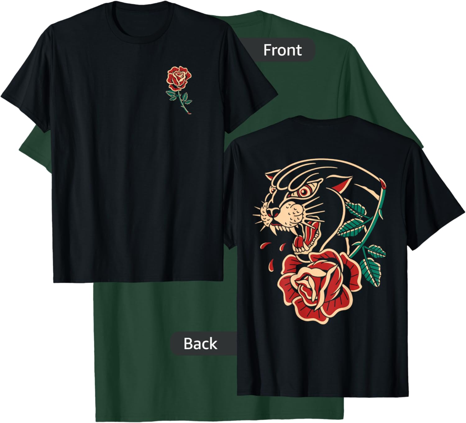 Panther Rose Traditional Tattoo Artist Tattoo Ink Old School T-Shirt - T-Shirt | Forest