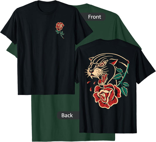 Panther Rose Traditional Tattoo Artist Tattoo Ink Old School T-Shirt - T-Shirt | Forest