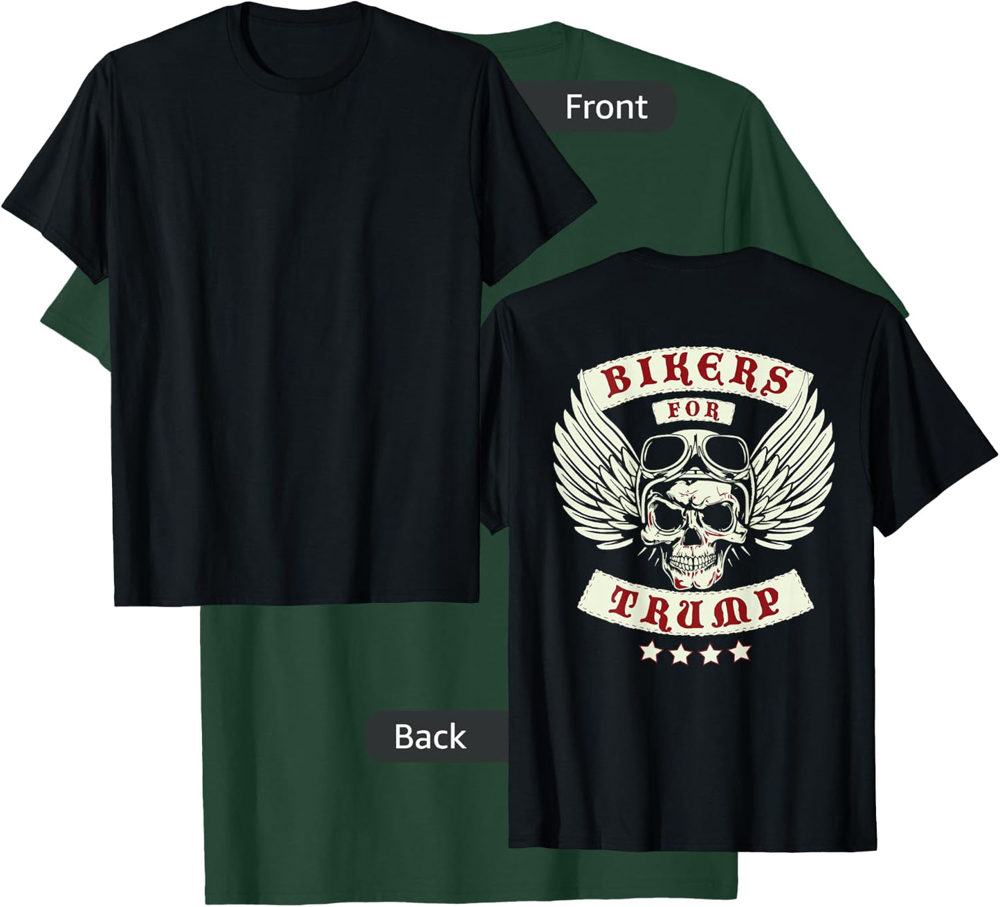 Bikers For Trump | Motorcycle Trump (Design on Back) T-Shirt - T-Shirt | Forest