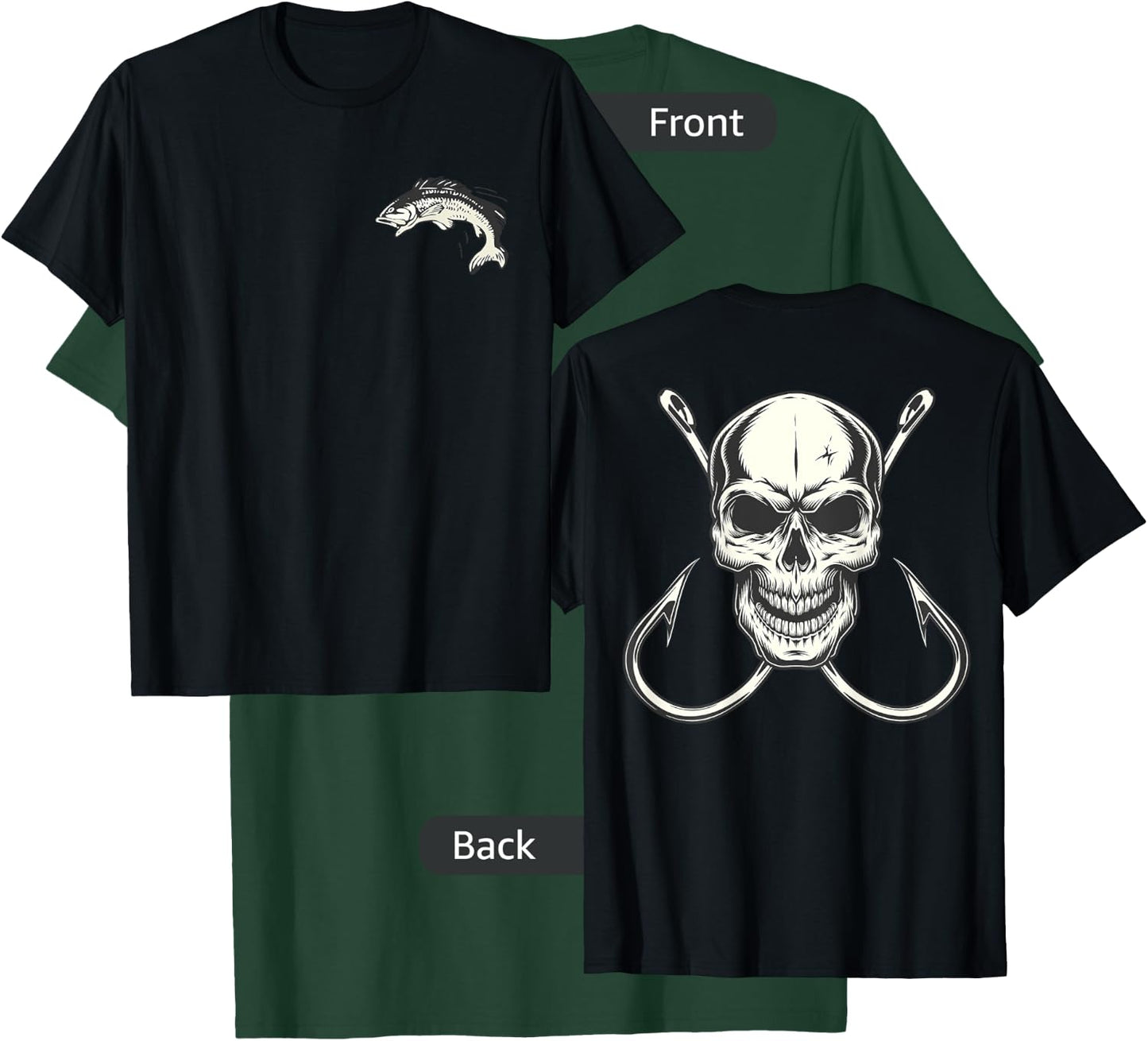 Skull With Fishing Hooks for Fisherman Skeleton Crew T-Shirt - T-Shirt | Forest