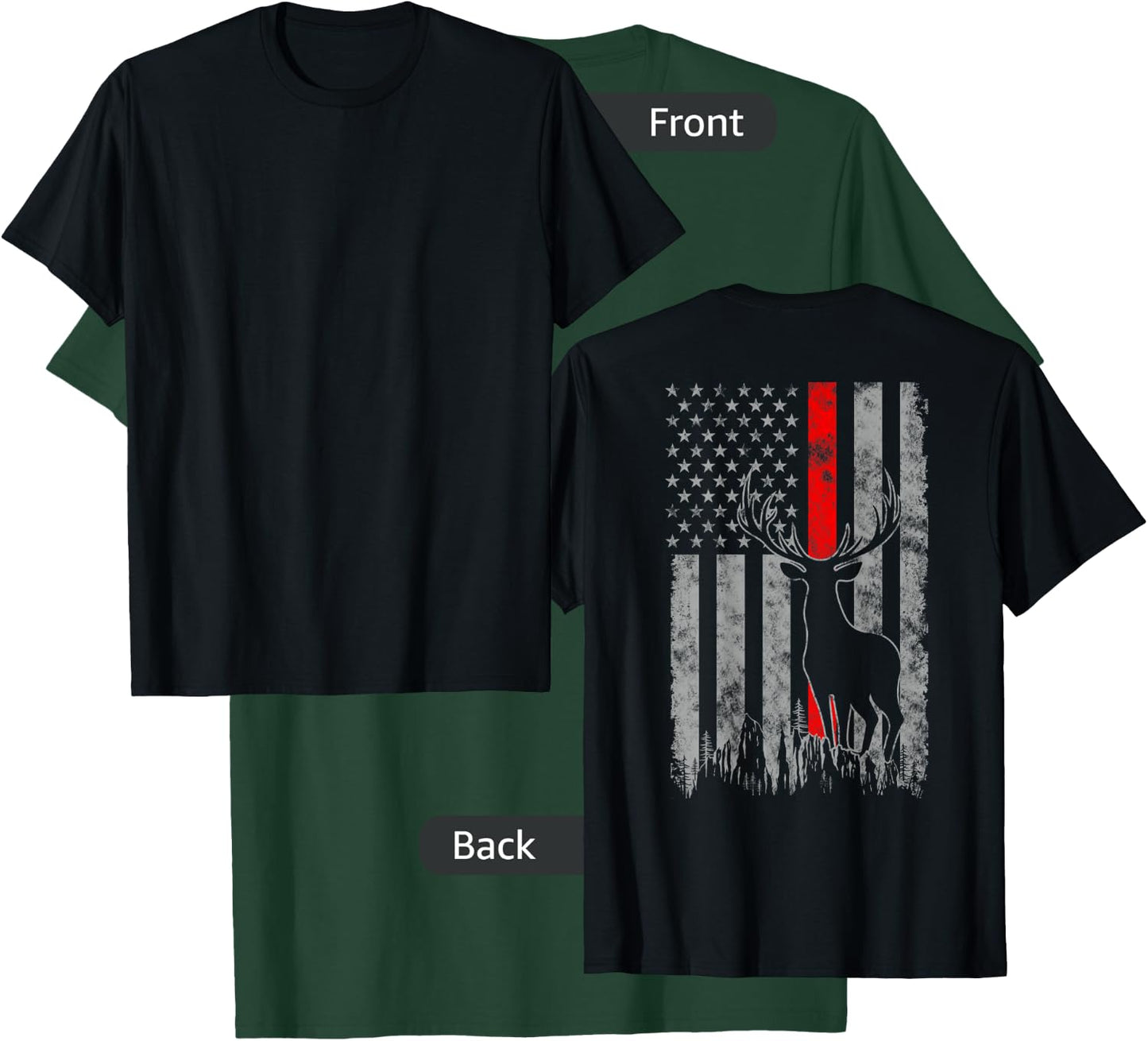 Thin red line whitetail deer hunting flag T-Shirt - T-Shirt | Forest