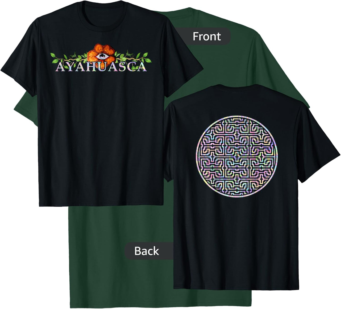 2 SIDED AYAHUASCA Shipibo Sacred Geometry DMT Shirt T-Shirt - T-Shirt | Forest