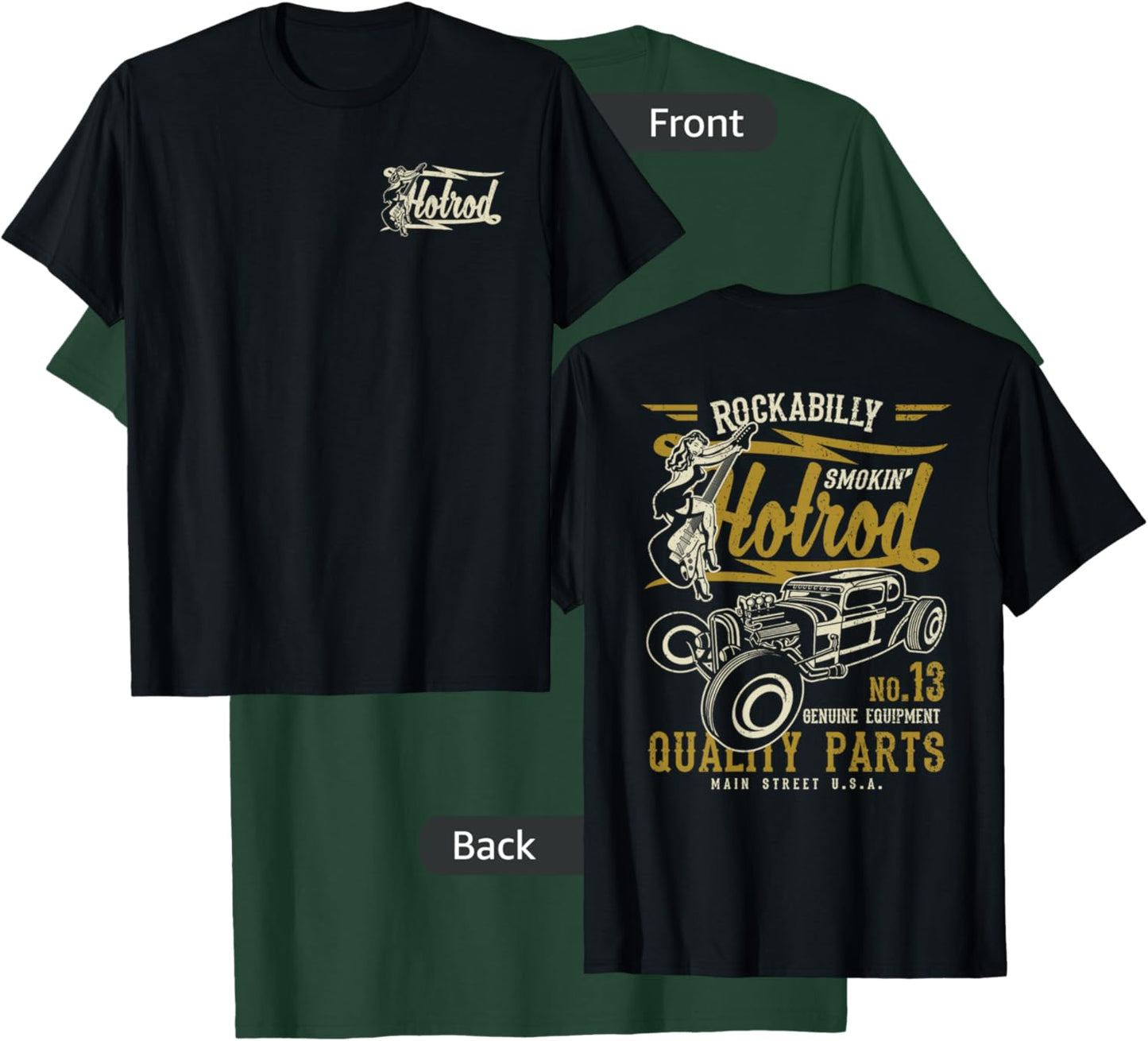 Retro Vintage Style Hotrod Distressed Design T-Shirt - T-Shirt | Forest