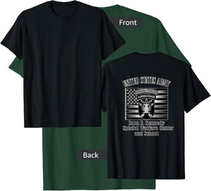 J.F.K. Special Warfare Center and School (Back Design) T-Shirt - T-Shirt | Forest
