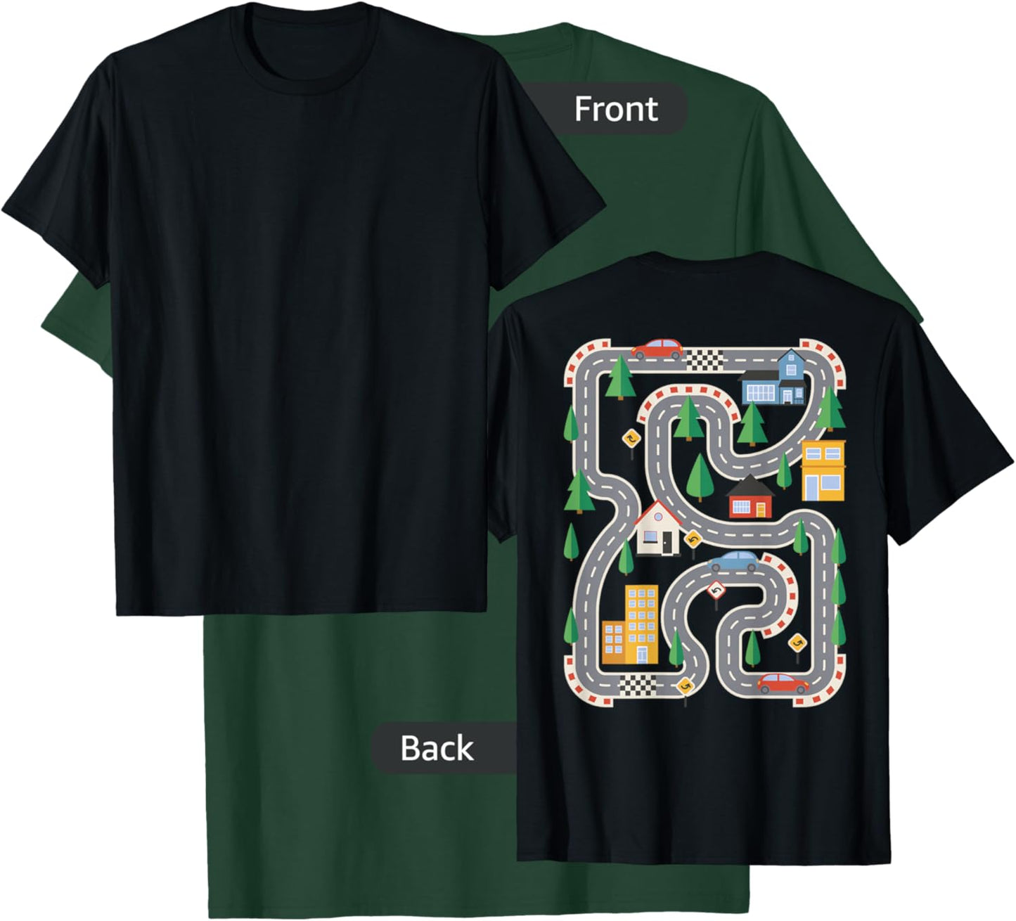 Cool Playmat Race Car Track On Back Dad Race car Mat T-Shirt - T-Shirt | Forest