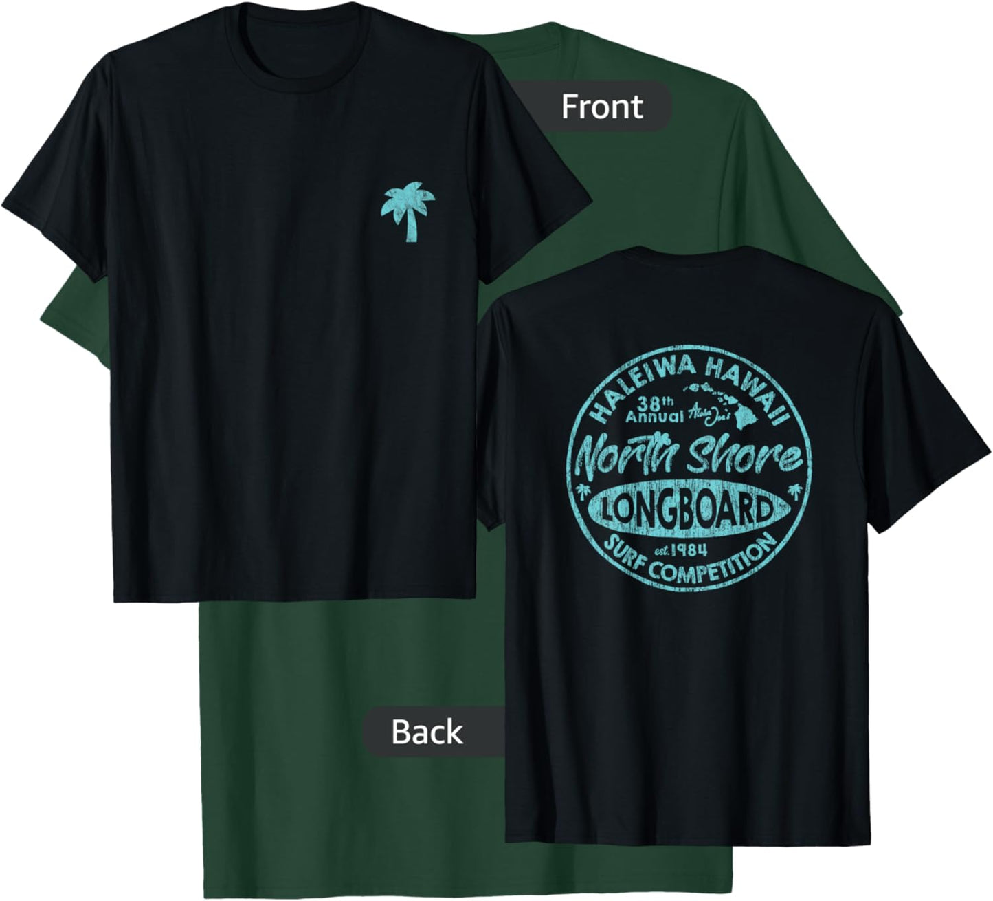 North Shore Haleiwa Hawaii Long Board Surf Vintage Style T-Shirt - T-Shirt | Forest