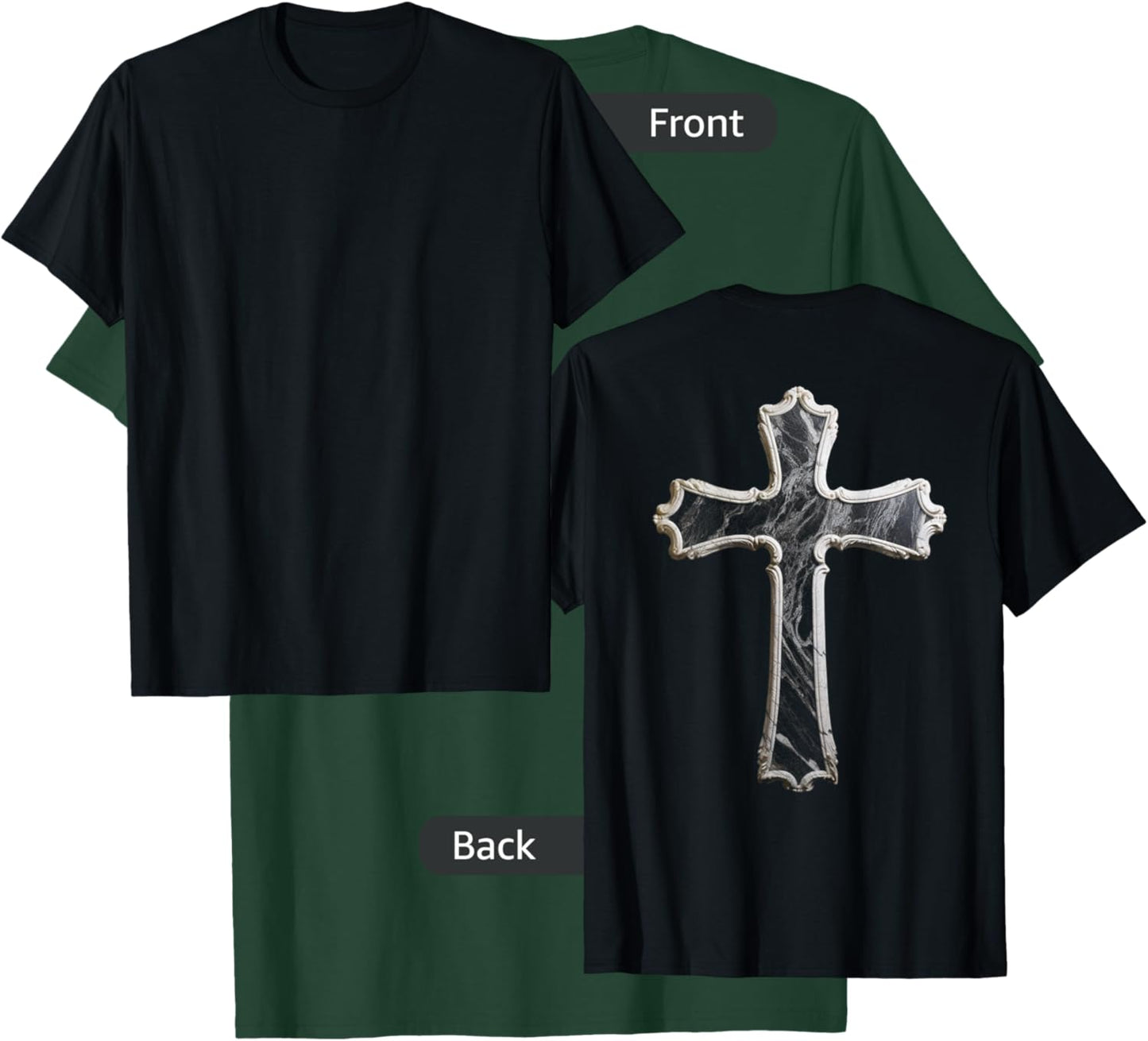 Large Crucifix Cross on Back Christian T-Shirt - T-Shirt | Forest