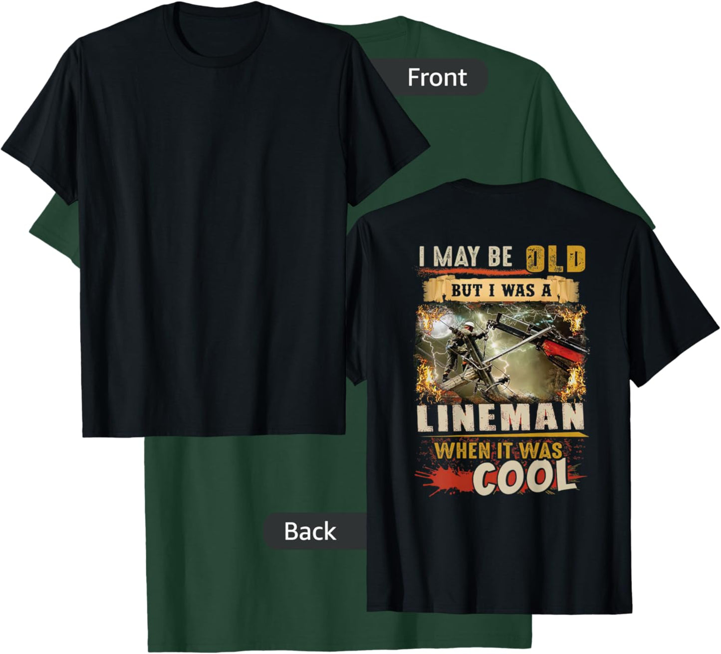 Retired Lineman Lineworker Power Lineman Retirement T-Shirt - T-Shirt | Forest