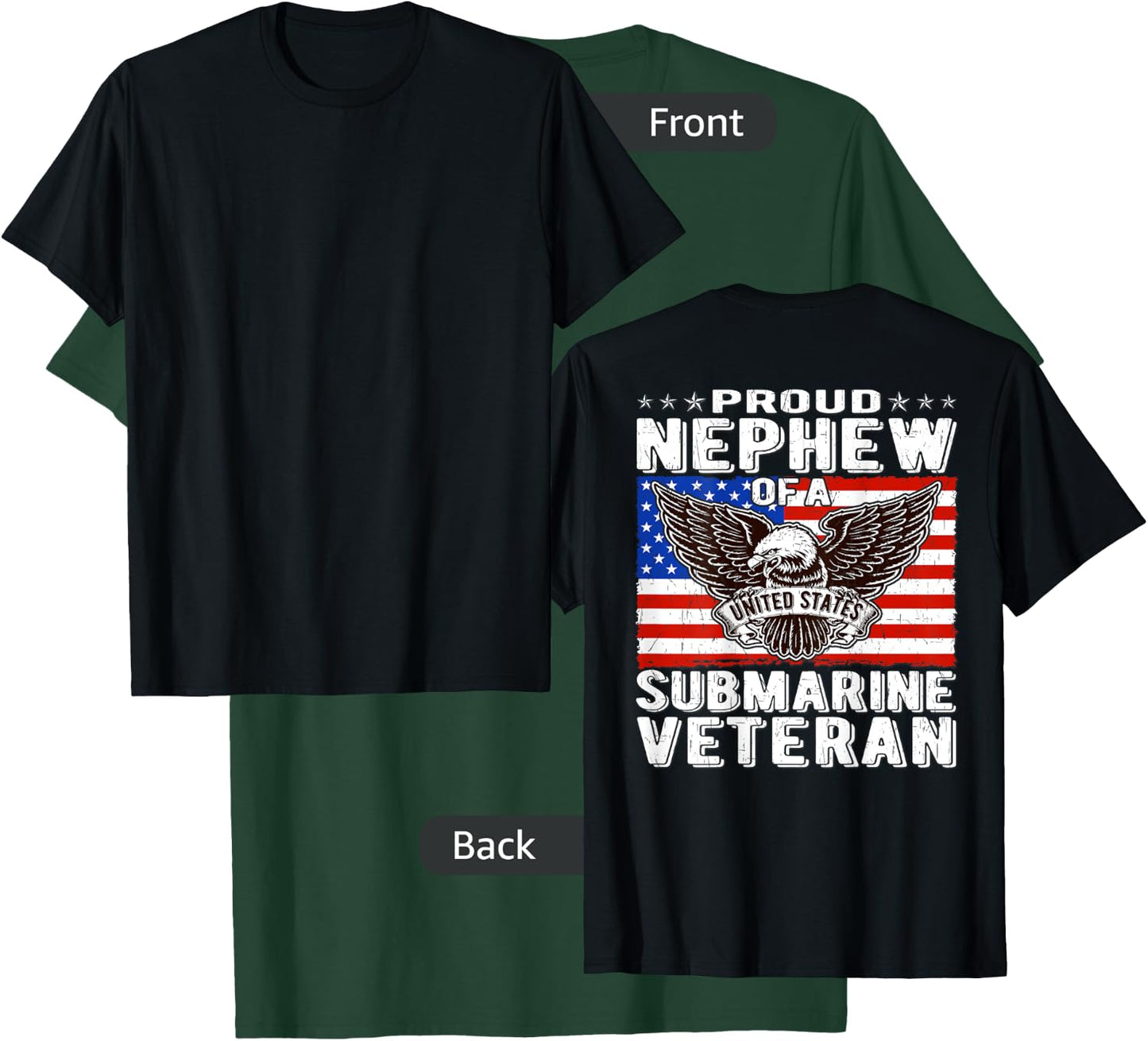 Proud Nephew Of Submarine Veteran Patriotic Military Family Kids Men T-Shirt - T-Shirt | Forest