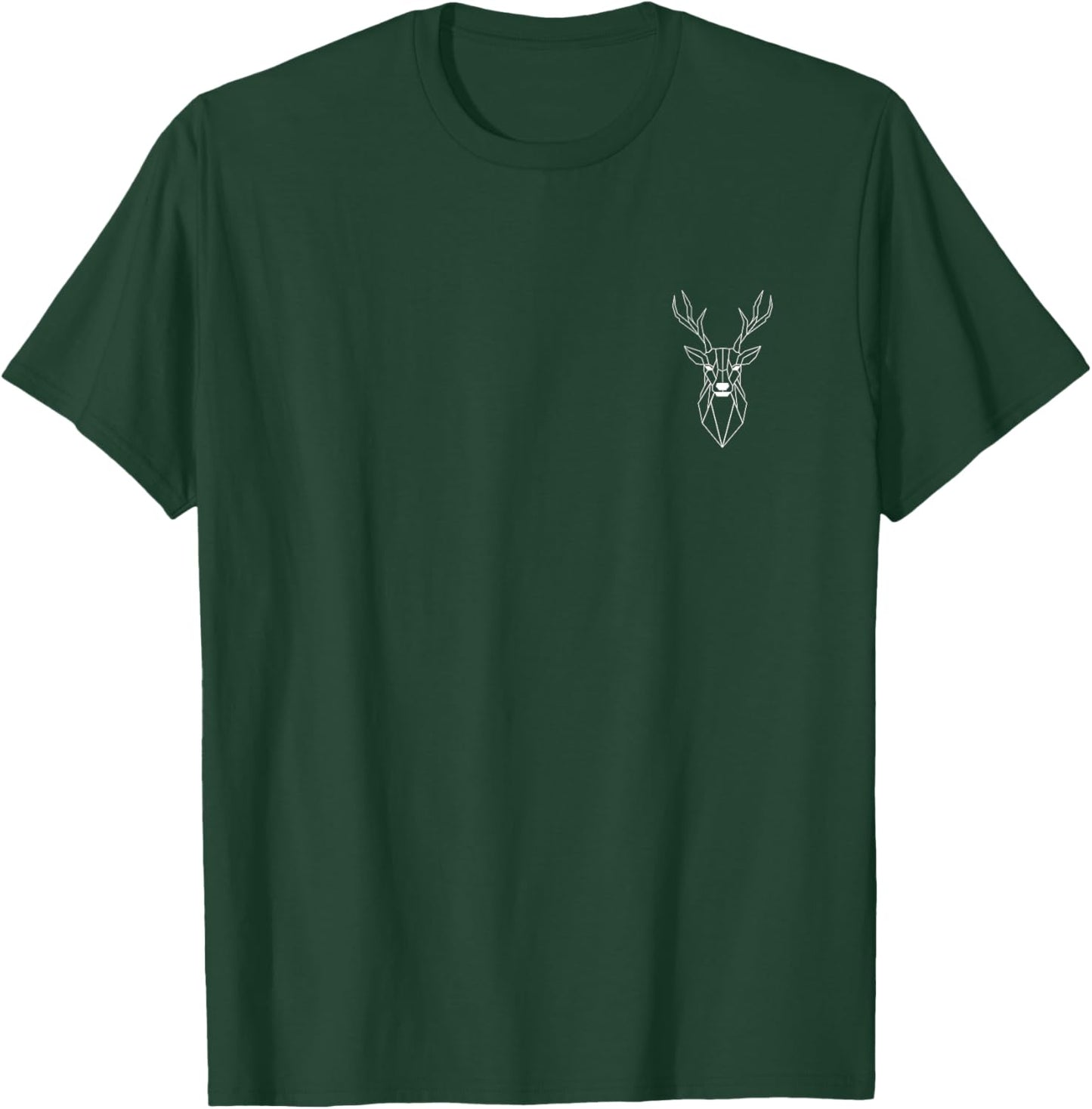 Deer polygon breast pocket print hunter antlers deer buck T-Shirt - T-Shirt | Forest