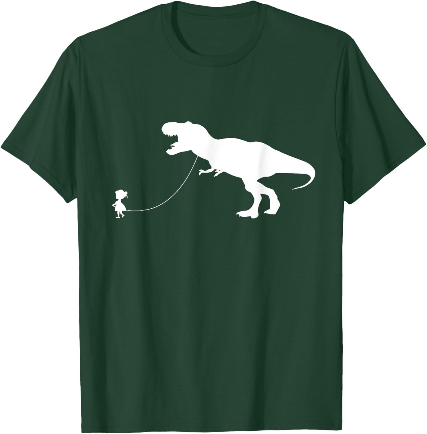 Girl Walking Pet TRex Dinosaur Pet Tyrannosaurus Rex T-Shirt - T-Shirt | Forest