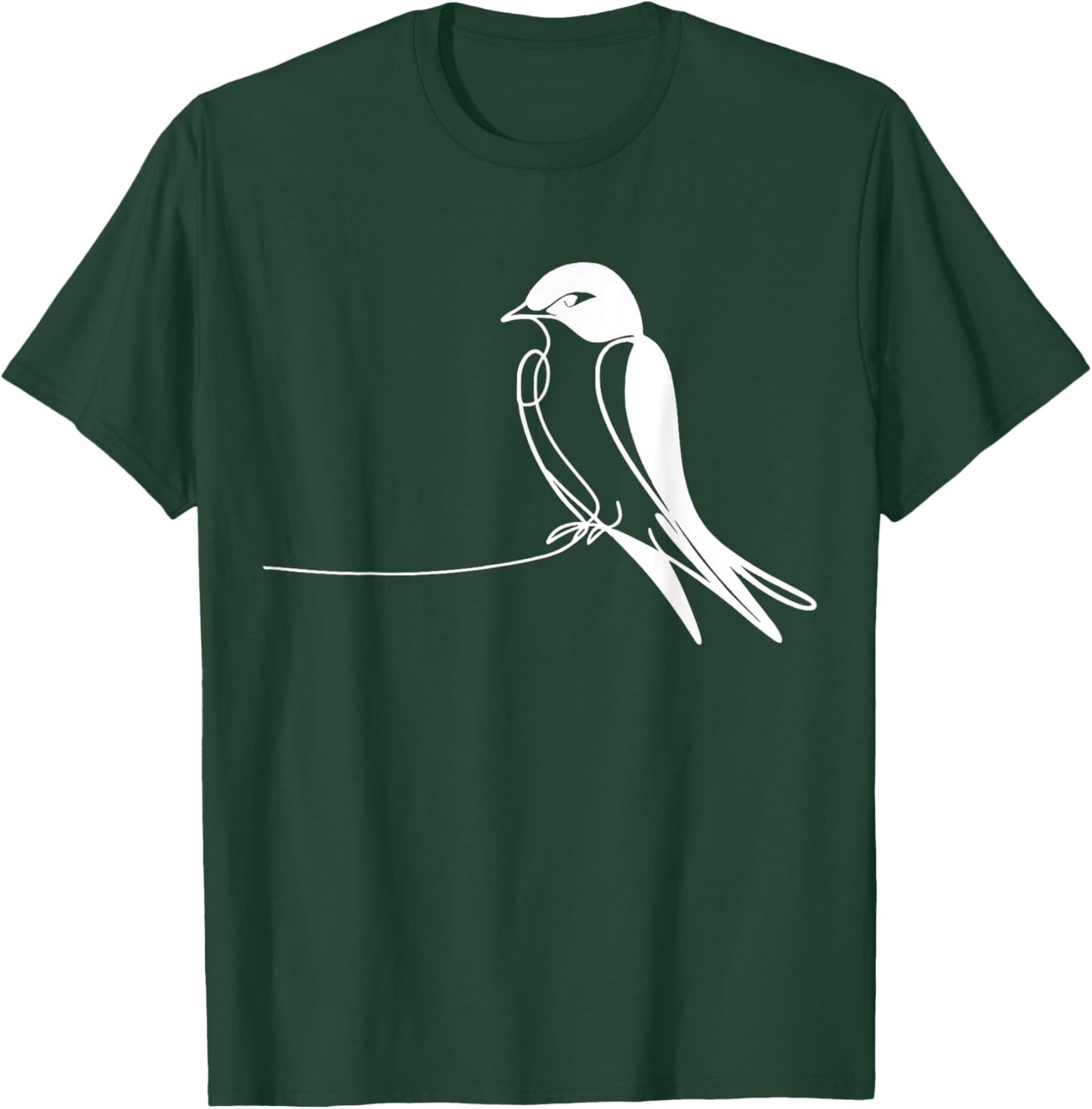 Line Art Bird & Ornithologist Purple Martin T-Shirt - T-Shirt | Forest