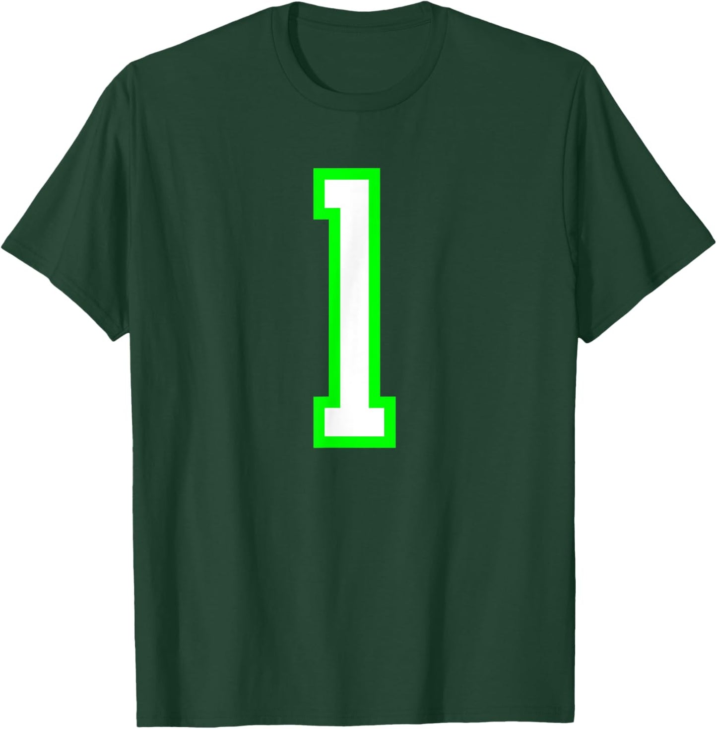 Sports Team Jersey 1 White Lime Jersey Number T-Shirt - T-Shirt | Forest