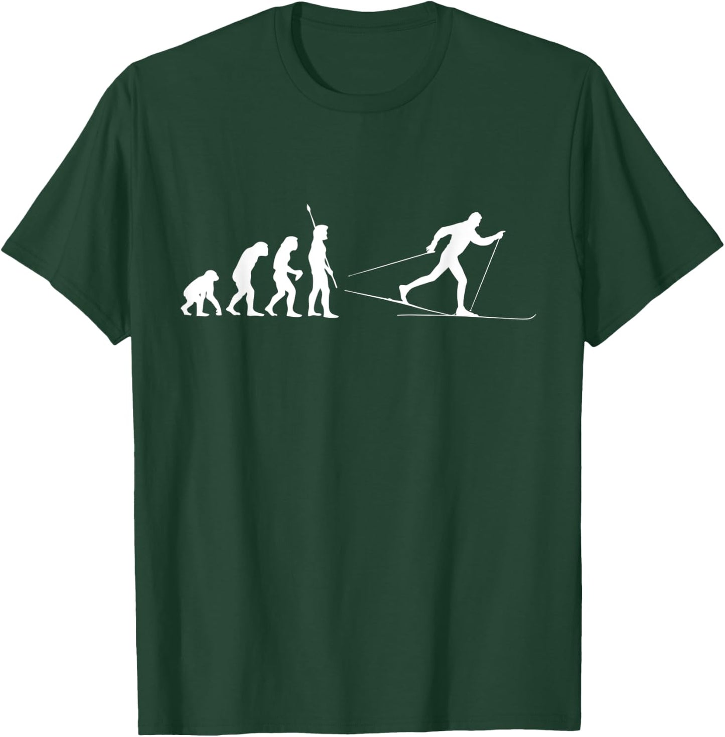 Evolution Cross-Country Skiing Nordic Winter Sports Gift T-Shirt - T-Shirt | Forest