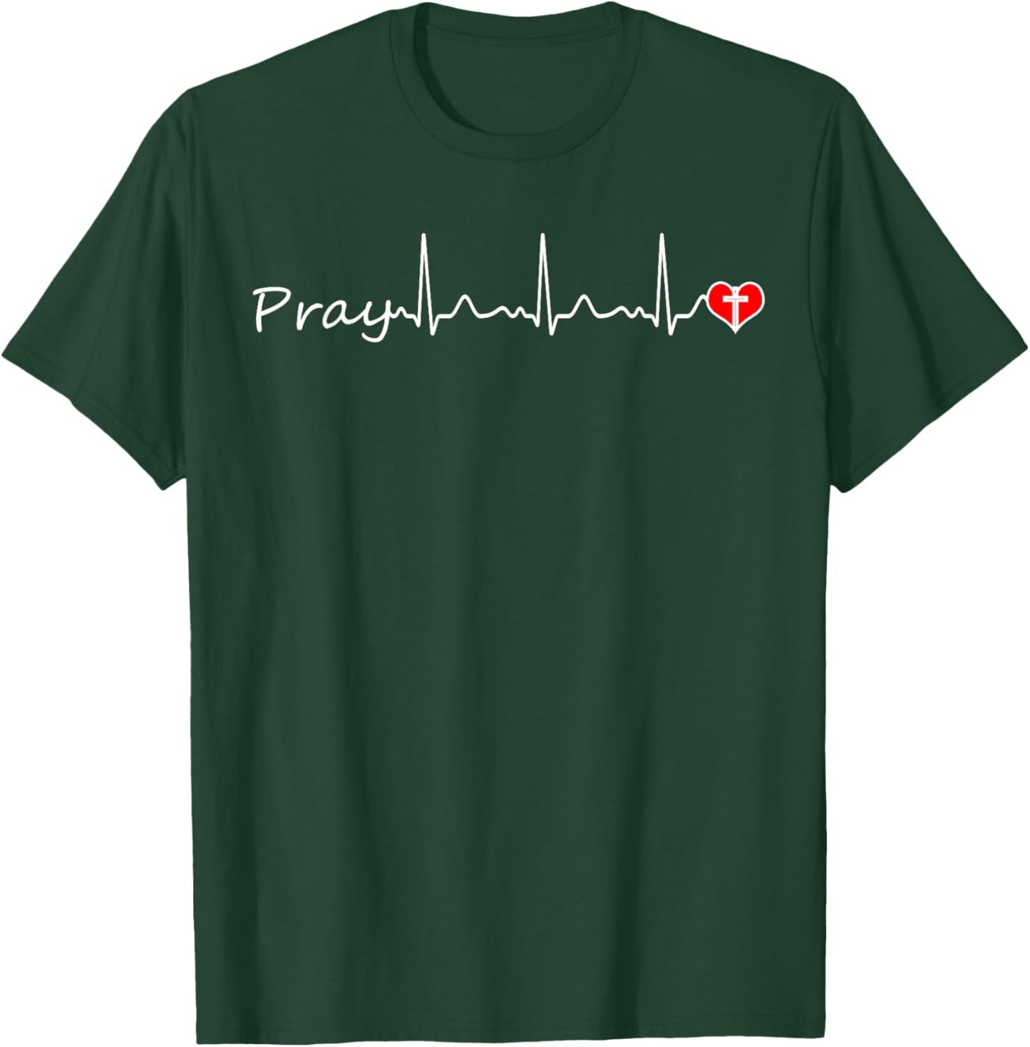 Heartbeat Pray - Christian Faith Church Outfit Baptism Gifts T-Shirt - T-Shirt | Forest
