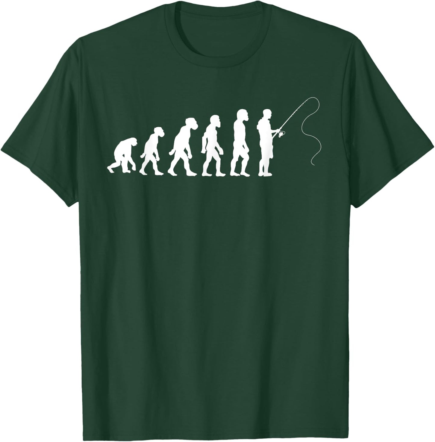 Funny Human Fishing Evolution Bass Fly Fish Catch T-Shirt - T-Shirt | Forest