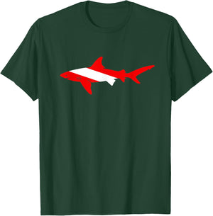 Dive Shark Diver Shirts Men Flag Scuba Diving Graphic T-Shirt - T-Shirt | Forest