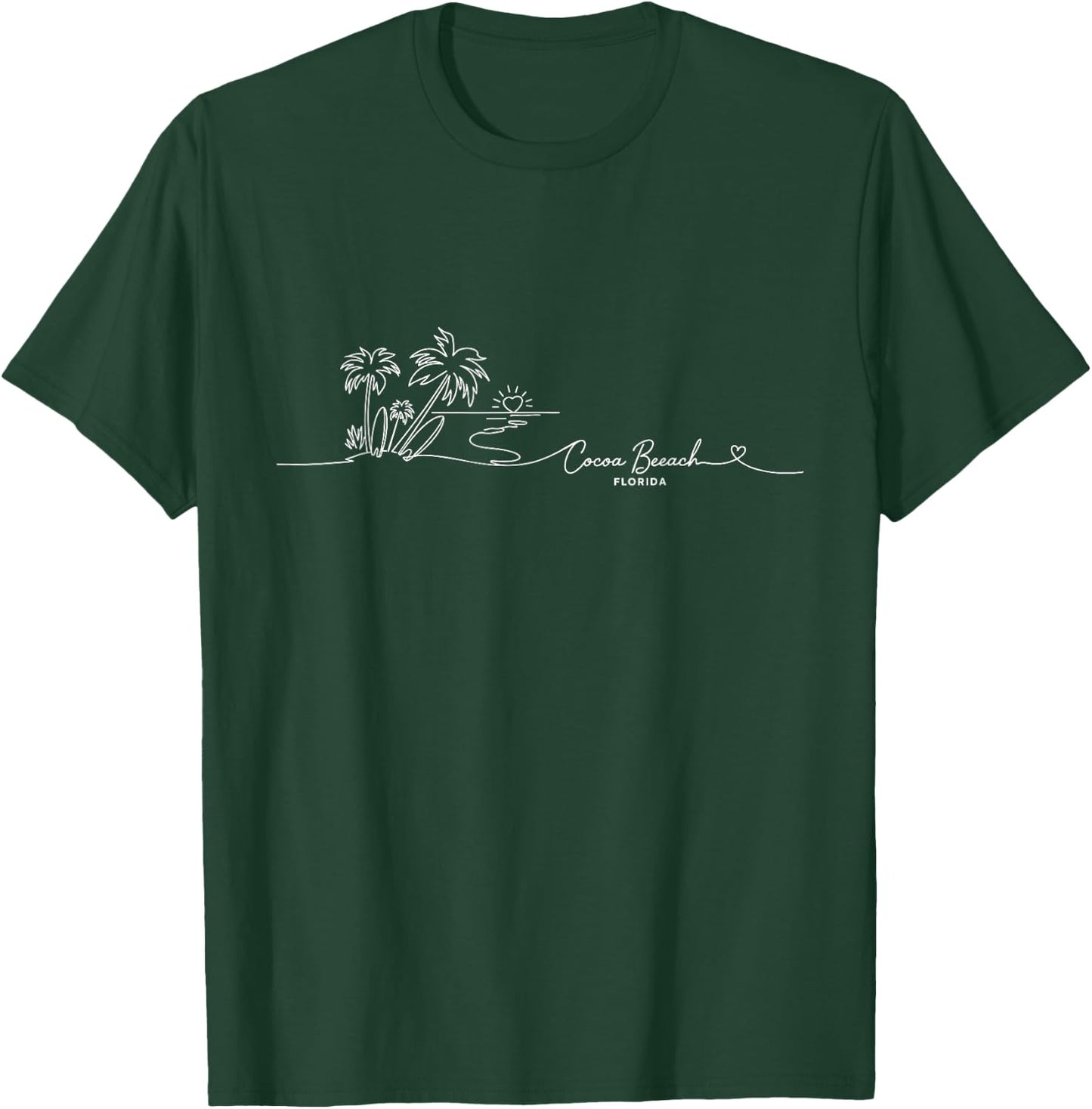 Cocoa Beach, Florida Signature Heart Art - Beach Souvenir T-Shirt - T-Shirt | Forest