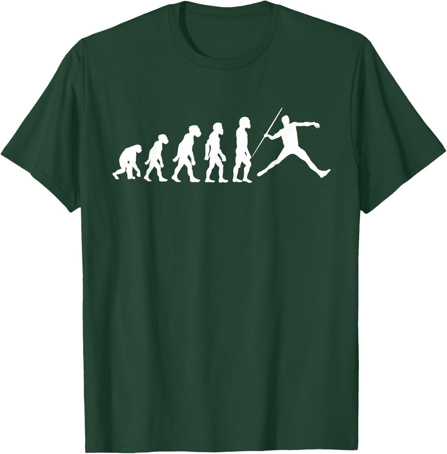 Funny Human Javelin Evolution Javelineer Spear Thrower T-Shirt - T-Shirt | Forest