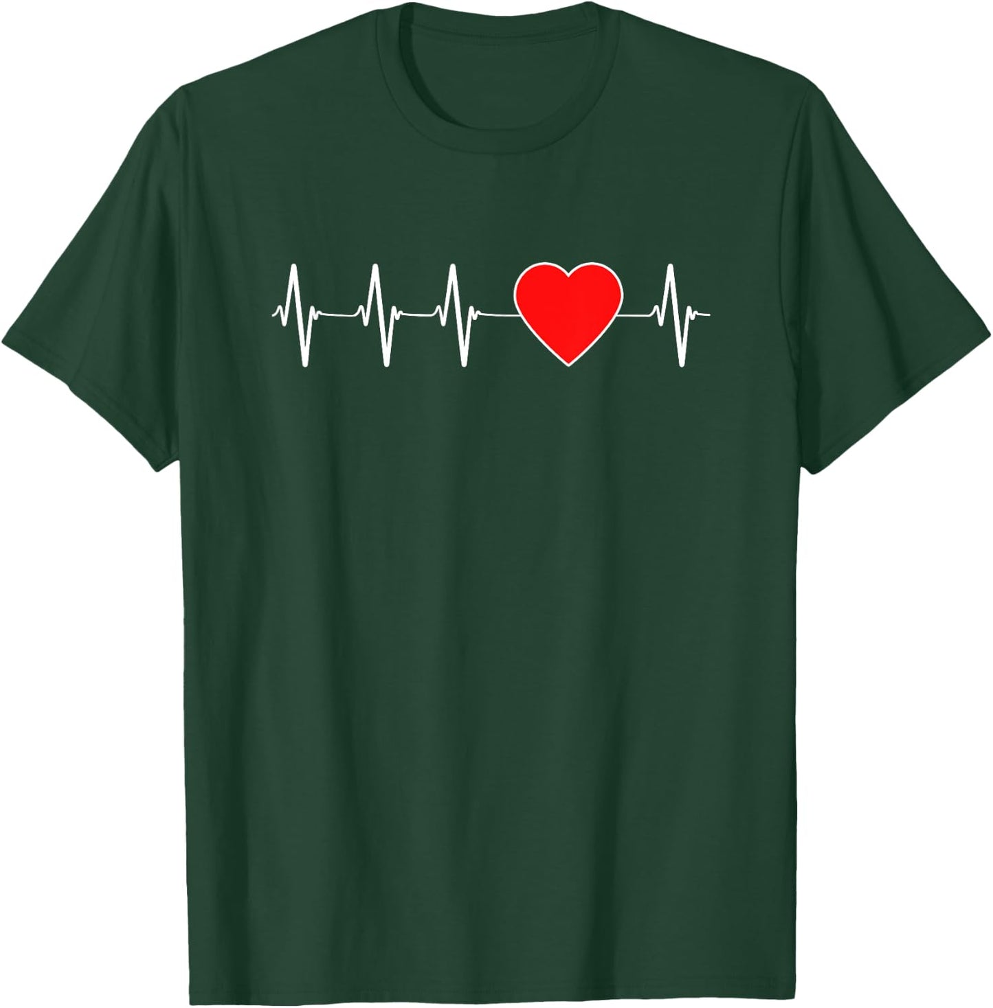 Heart Health Heartbeat EKG Red Heart Disease Awareness Month T-Shirt - T-Shirt | Forest