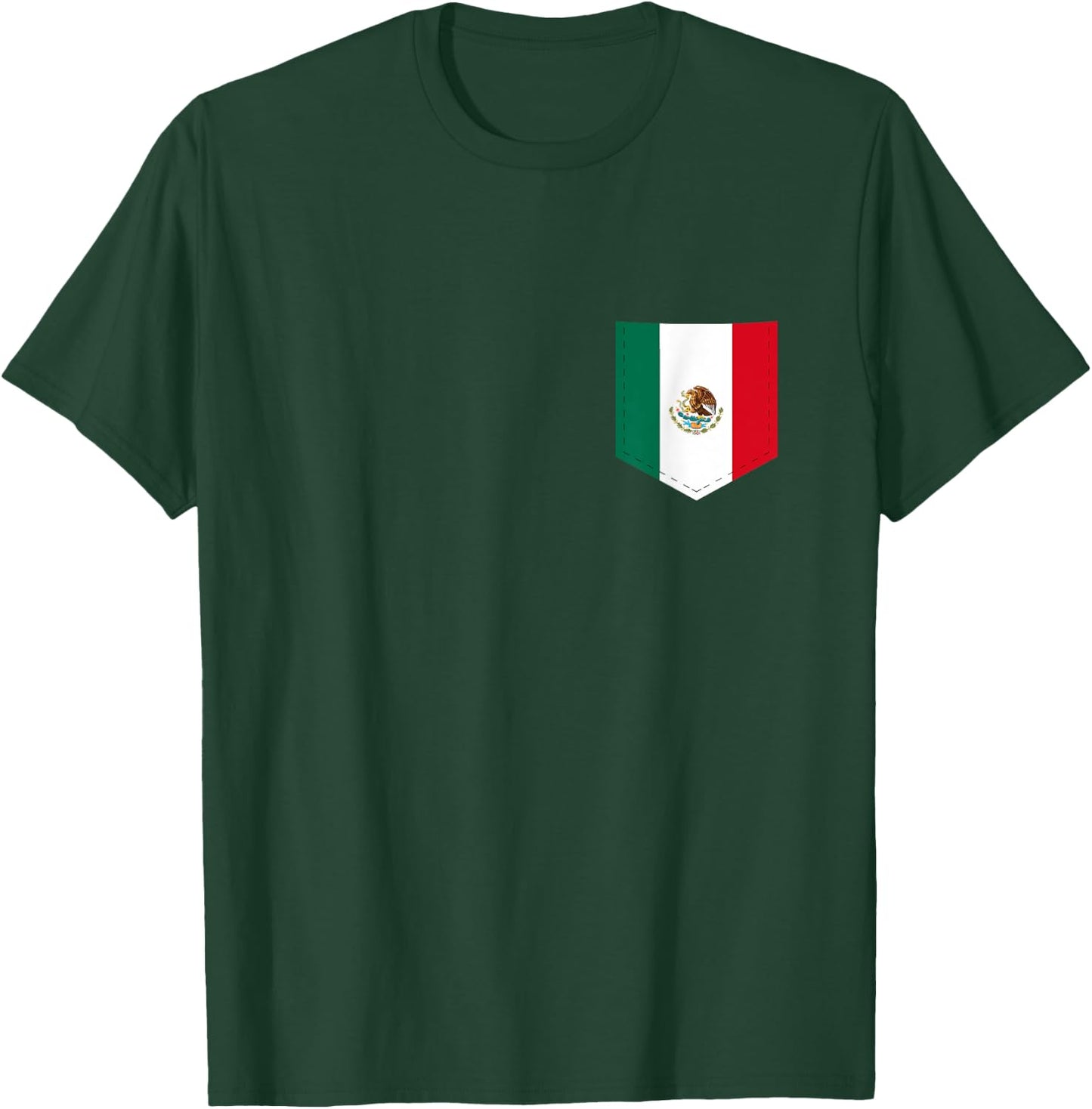 Mexico Flag with Printed Mexican Flag Pocket T-Shirt - T-Shirt | Forest