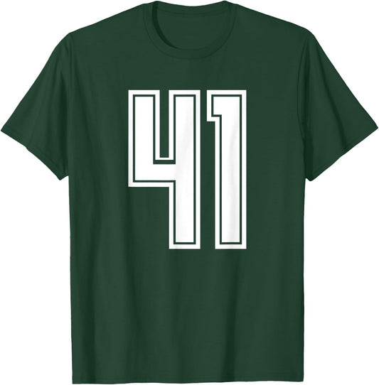 Jersey #41 White Sports Team Jersey Number 41 T-Shirt - T-Shirt | Forest